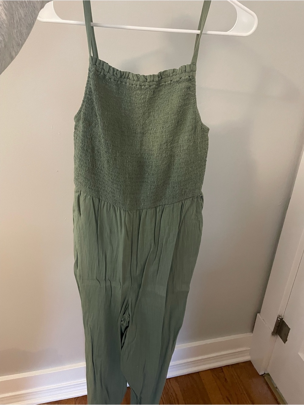 Old Navy Olive Green Smocked Bodice Jumpsuit